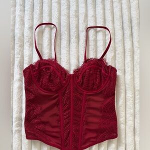 Garage red lace corset bustier